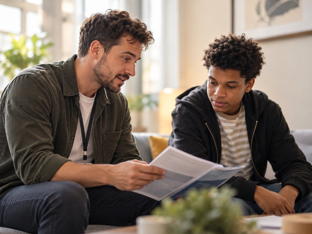 Begeleider in persoonlijk gesprek met een jongere tijdens een begeleidingsmoment